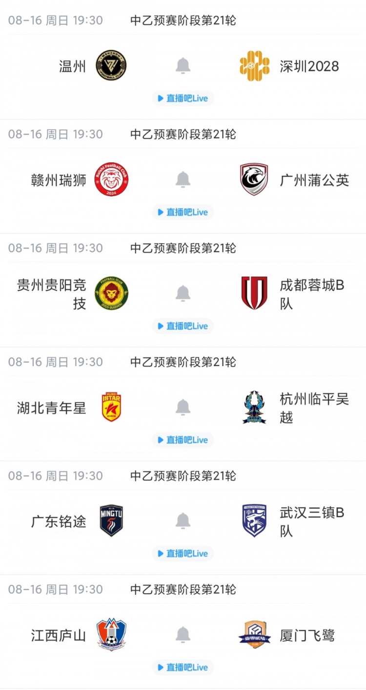 中乙北区争冠组提前一轮出炉 泰山B队山西大连可为海港B队入围